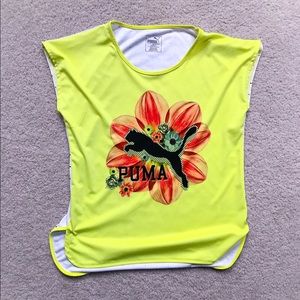 Puma Girl's M Neon Yellow Flower Shirt
