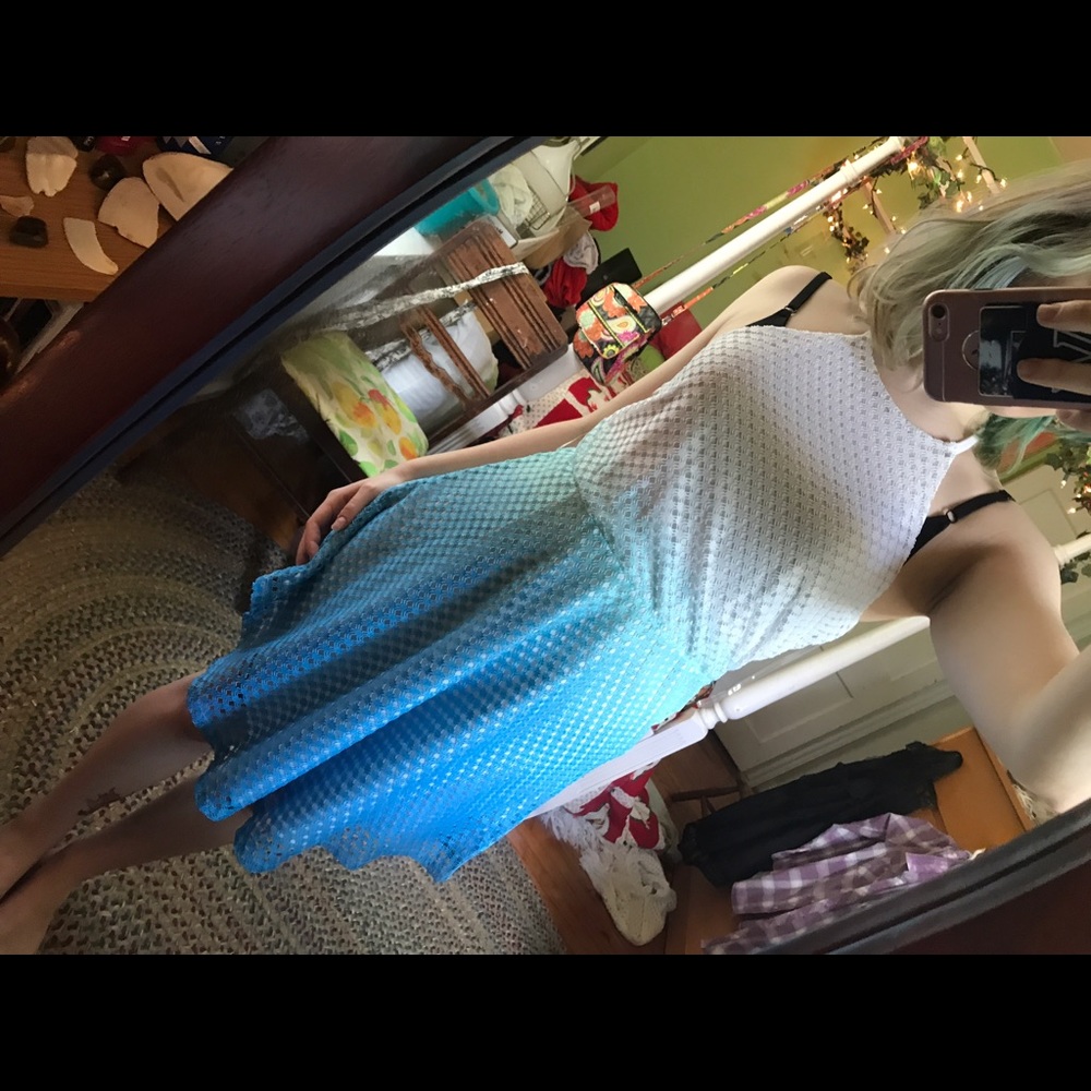 White and Blue Knit Dress