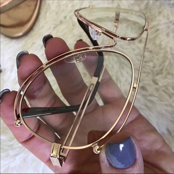 NEW | ROSE GOLD MODIFIED AVIATOR CLEAR | OVERSIZED - Picture 2 of 8