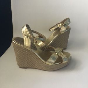 Gold espadrilles wedges