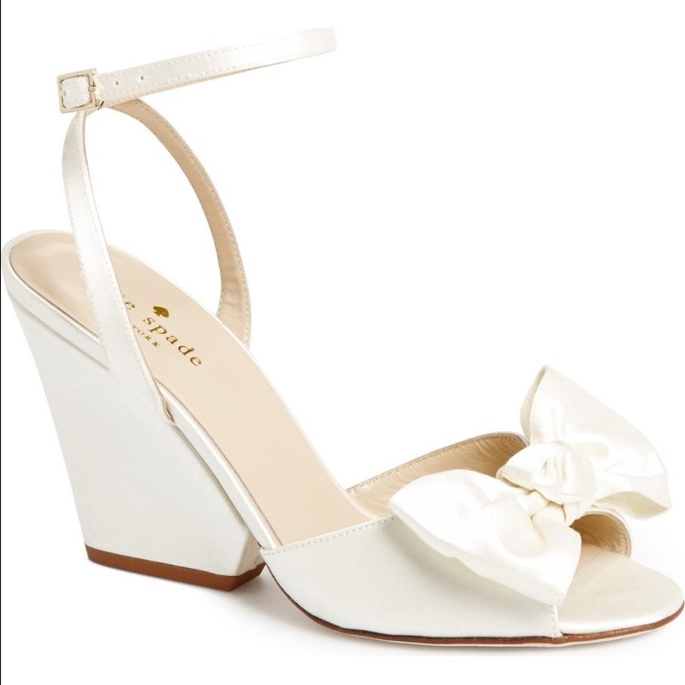 Kate Spade Iberis Ivory Satin Bow Sandals Sz8
