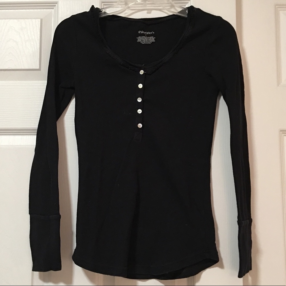 Black long sleeved waffle tee from Target