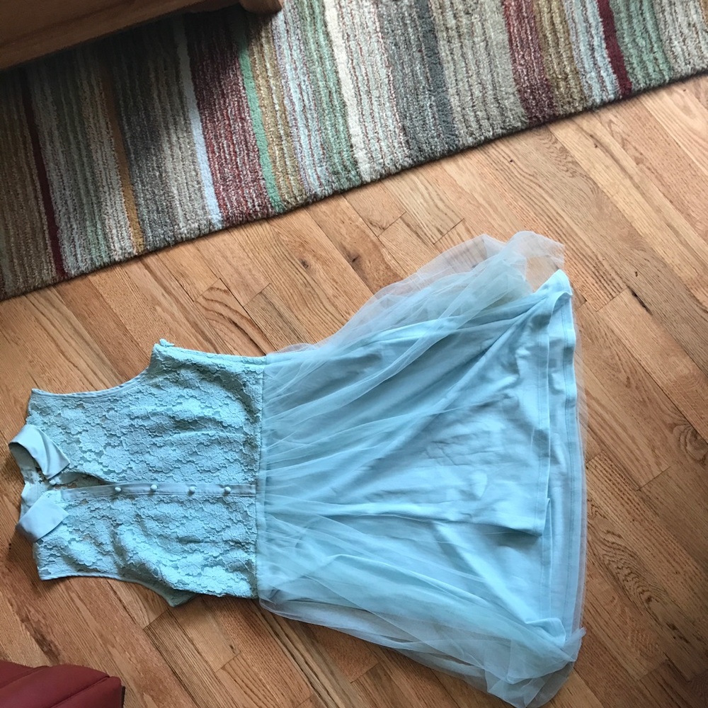 Aqua Blue Lace and Tulle Dress