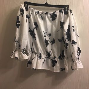 Off the shoulder floral shirt