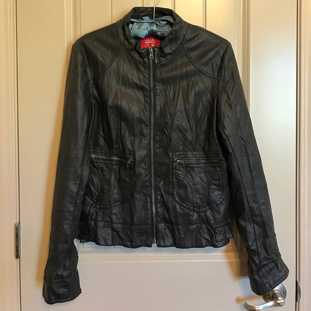 Grey Vegan Leather Jacket