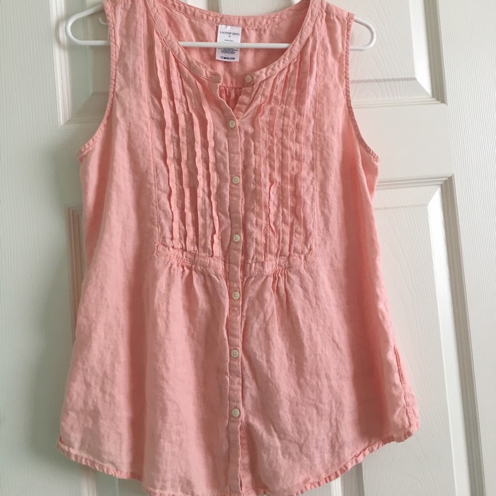 LAND'S END beautiful salmon button front blouse