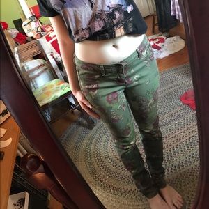 Green & Red Skinny Jeans