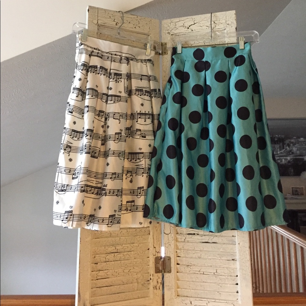 Black and white and blue and black skirts 2/$10