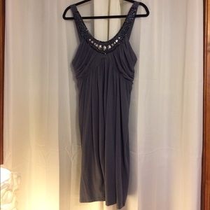 Jeweled neckline sleeveless dress