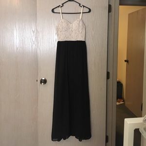 Lace top, chiffon bottom dress