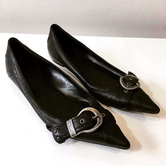 Dior Shoes - Christian Dior Leather Pointy Toe Flats