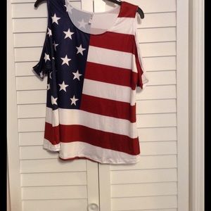 NWOT 4th of July cold shoulder Top