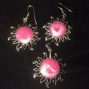 SOLD-🆕 Silver 925 & Pink Stone Earrings & Pendant