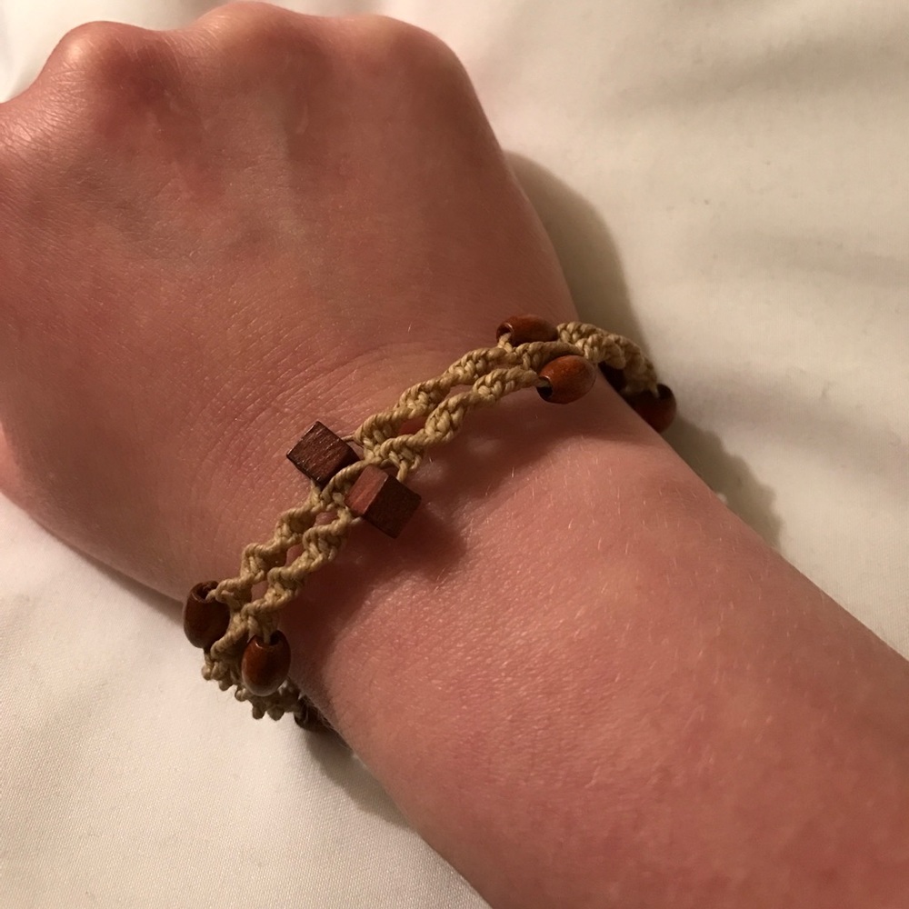 Vintage wood bead rope bracelet