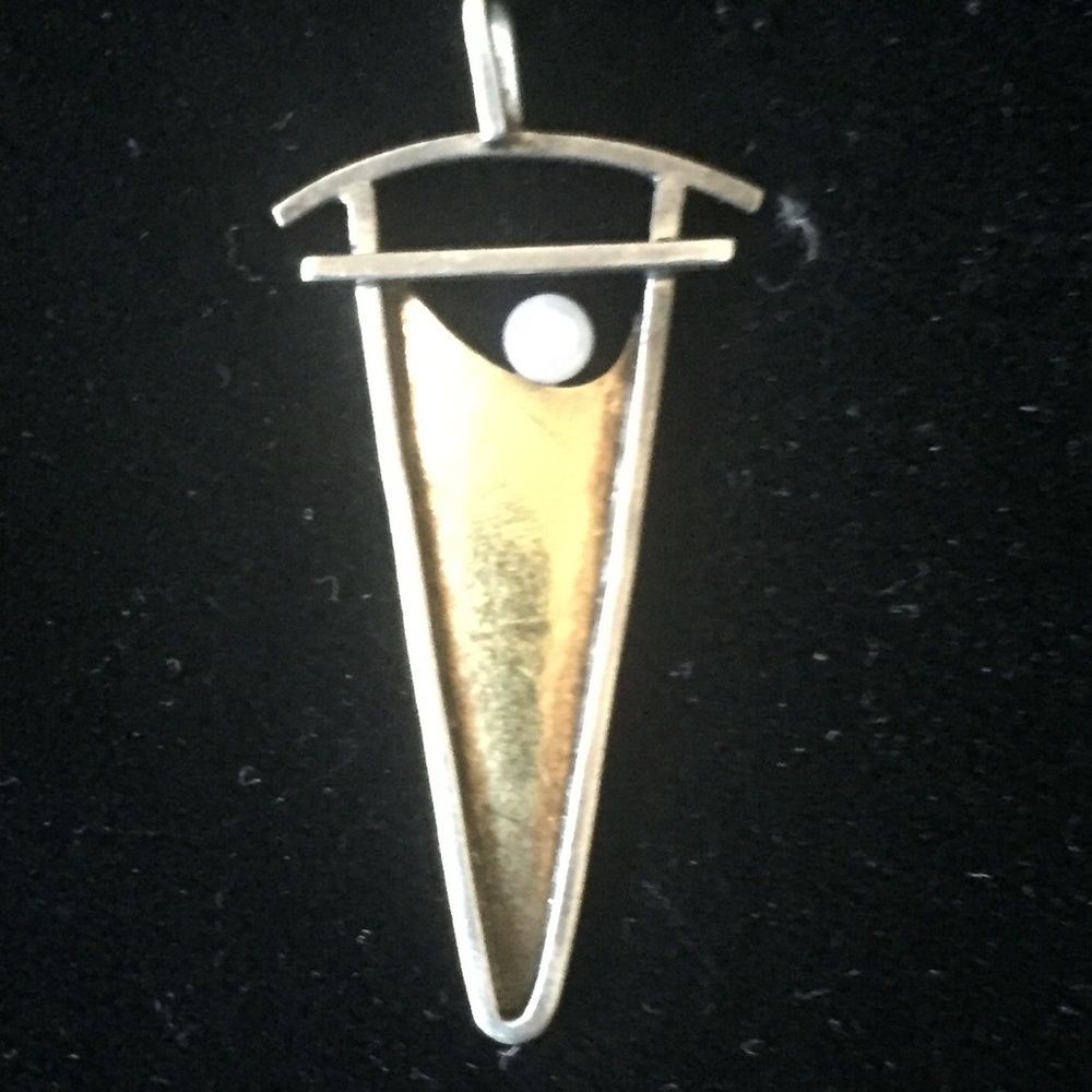 Vintage Artisan Sterling Silver Gold Pendant