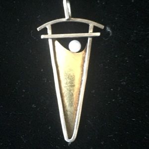 Vintage Artisan Sterling Silver Gold Pendant