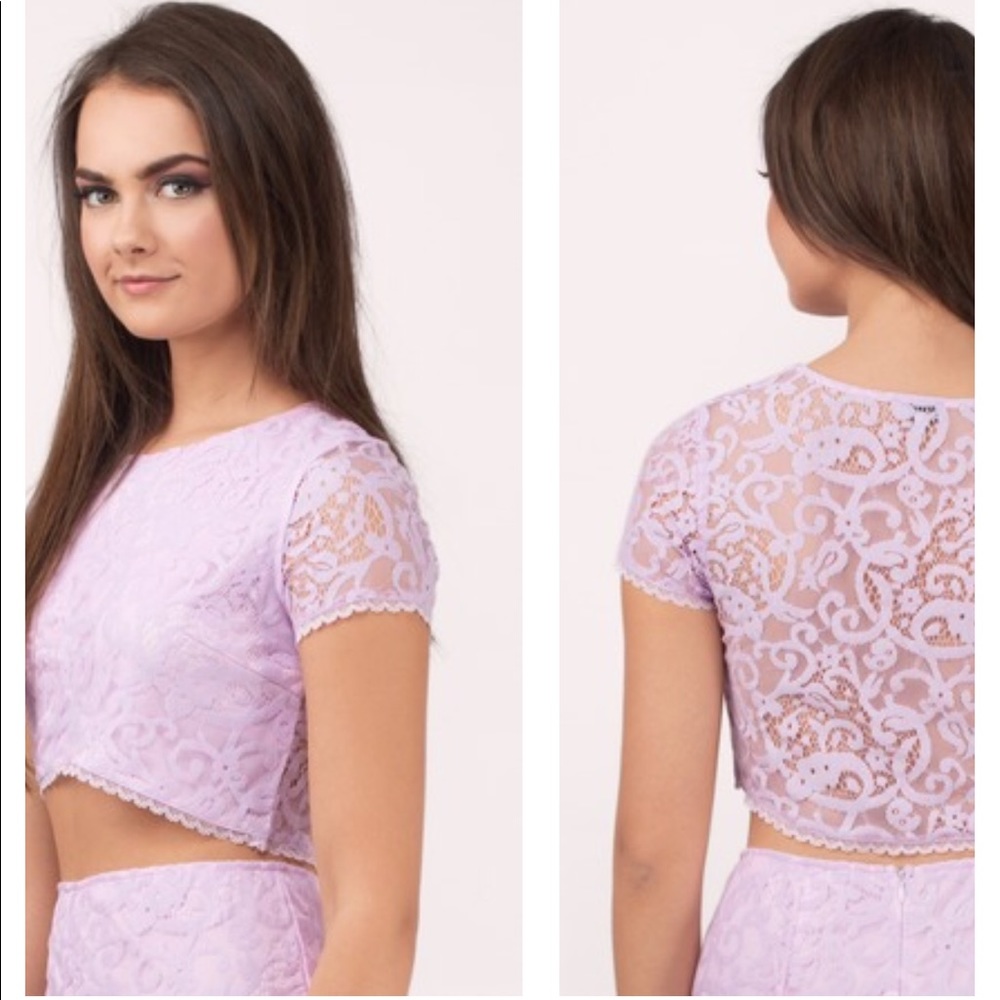 NWT Tobi Lavender Lace Crop Top