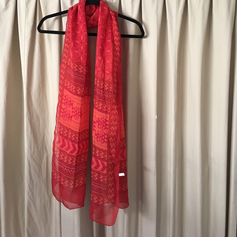 Sheer red 100% silk scarf from India