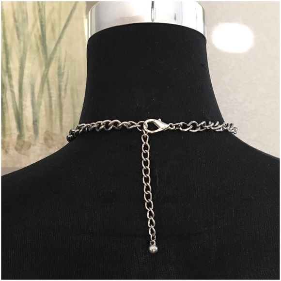 Silver Tone Rhinestone Boho Statement Necklace - Picture 4 of 4