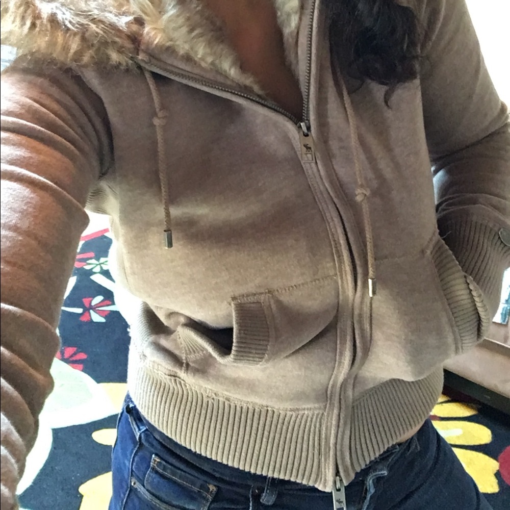 Abercrombie and Fitch mid length fur lined hoodie