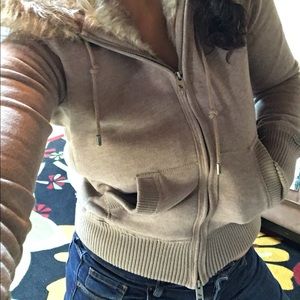 Abercrombie and Fitch mid length fur lined hoodie