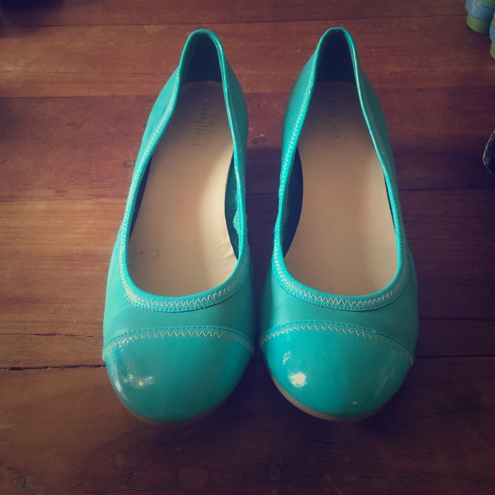 Cole Hahn Nike sole turquoise wedges