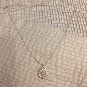 Silver compass necklace