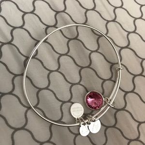 silver and pink alex and ani bracelet
