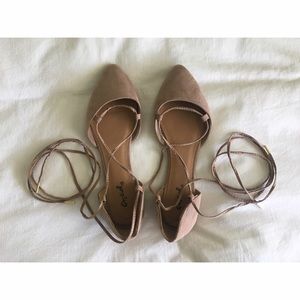 Qupid Taupe suede ballet flats