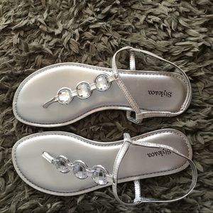 Dressy Silver Rhinestone Flats
