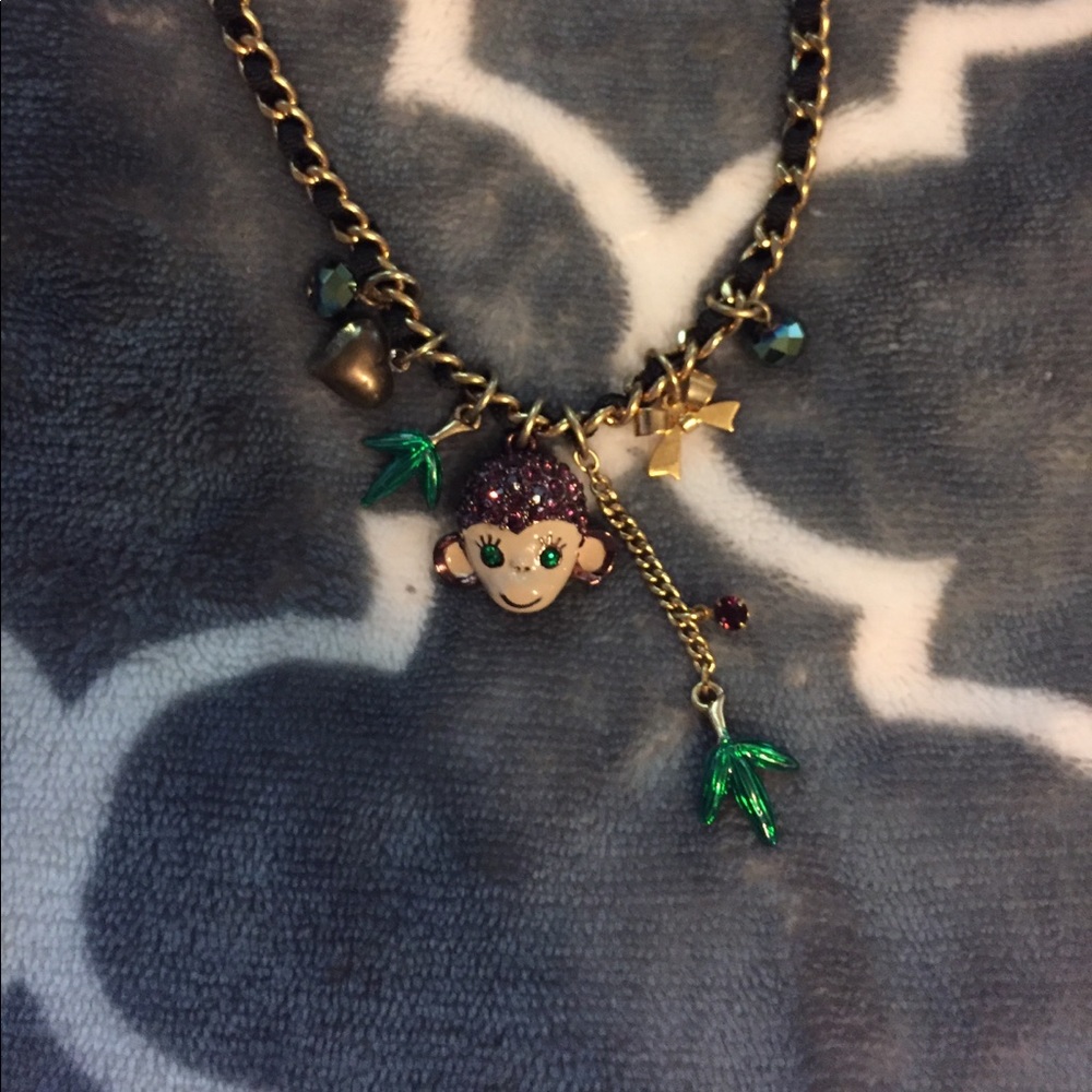 Betsey Johnson Purple Monkey Necklace