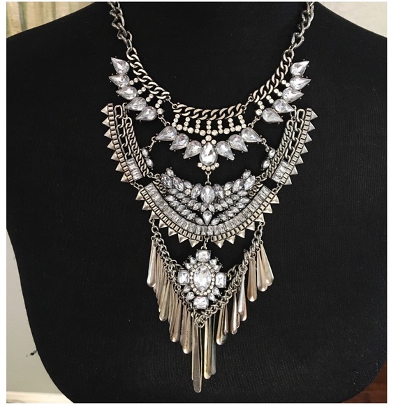 Silver Tone Boho Statement Necklace LAST PIECE - Picture 2 of 5