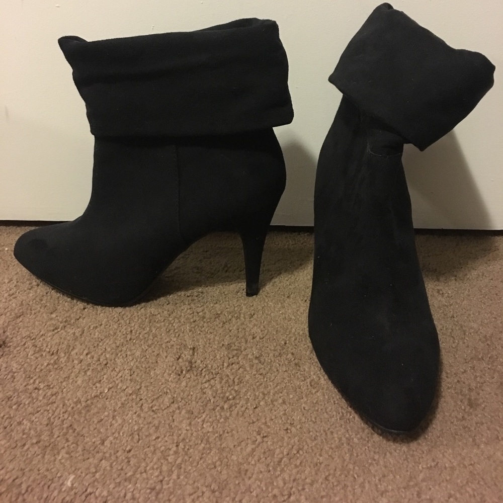 Black suede cuffed booties