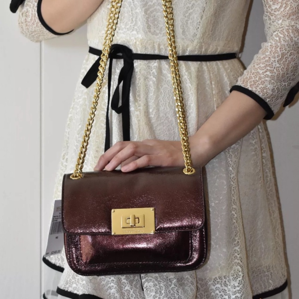 NWT MICHAEL KORS SLOAN Merlot FLAP CROSSBODY - Picture 3 of 8