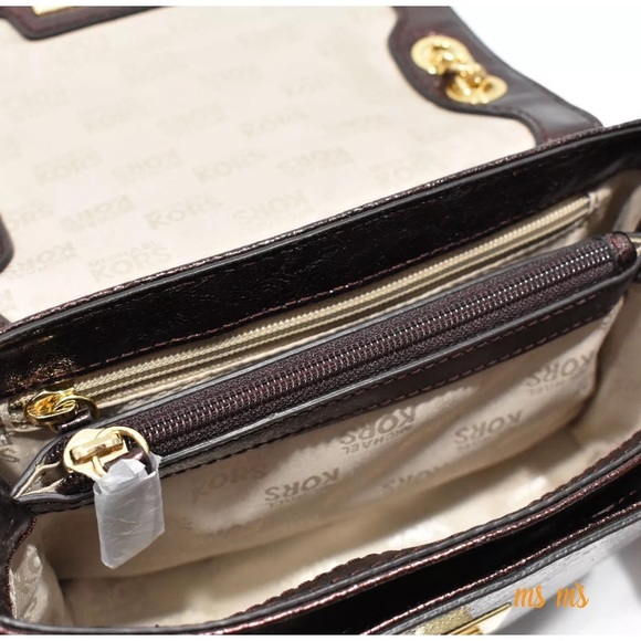 NWT MICHAEL KORS SLOAN Merlot FLAP CROSSBODY - Picture 7 of 8