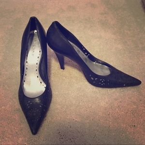 BCBGirls Leather Heels with Laser Cut Detailing
