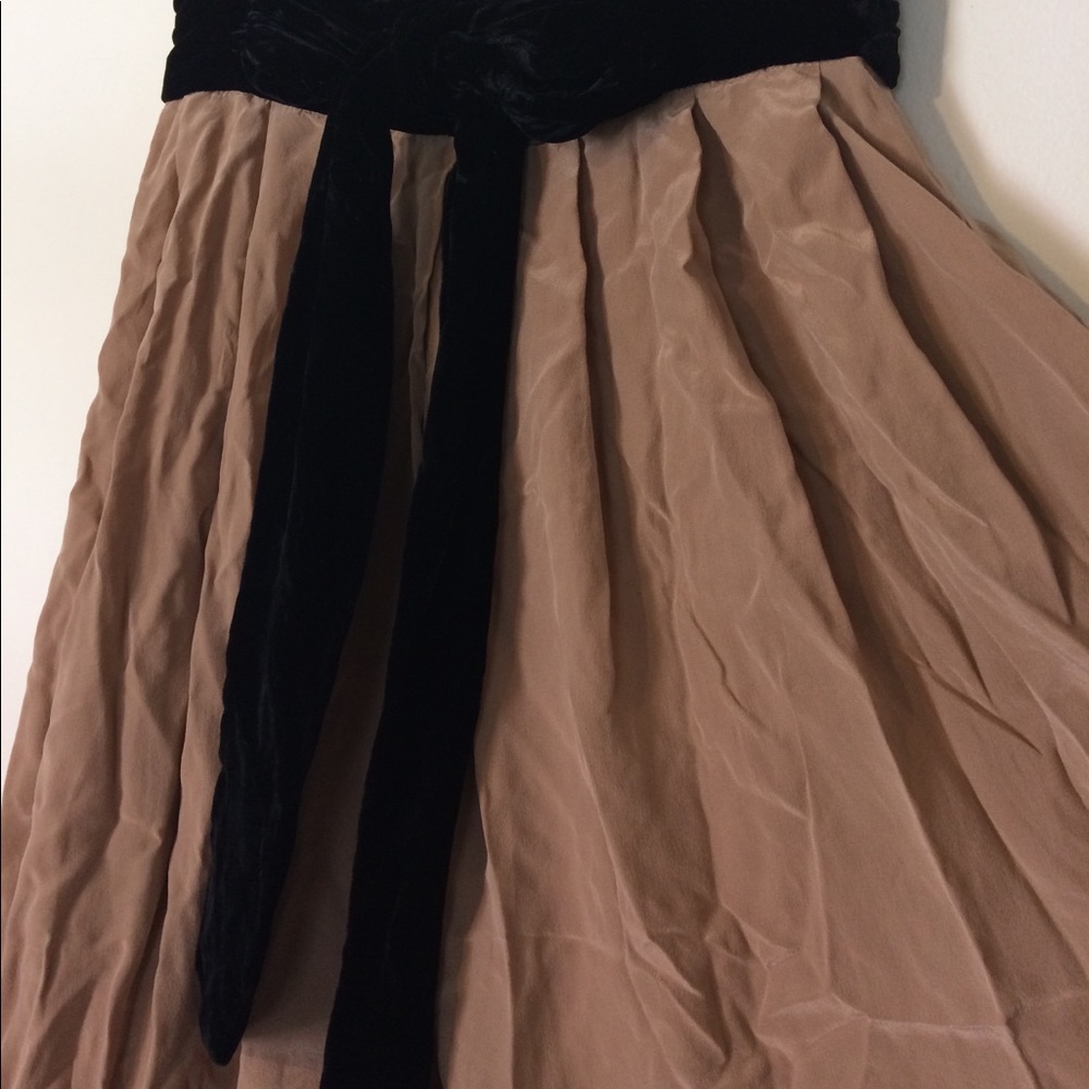 Toffee silk & velvet midi