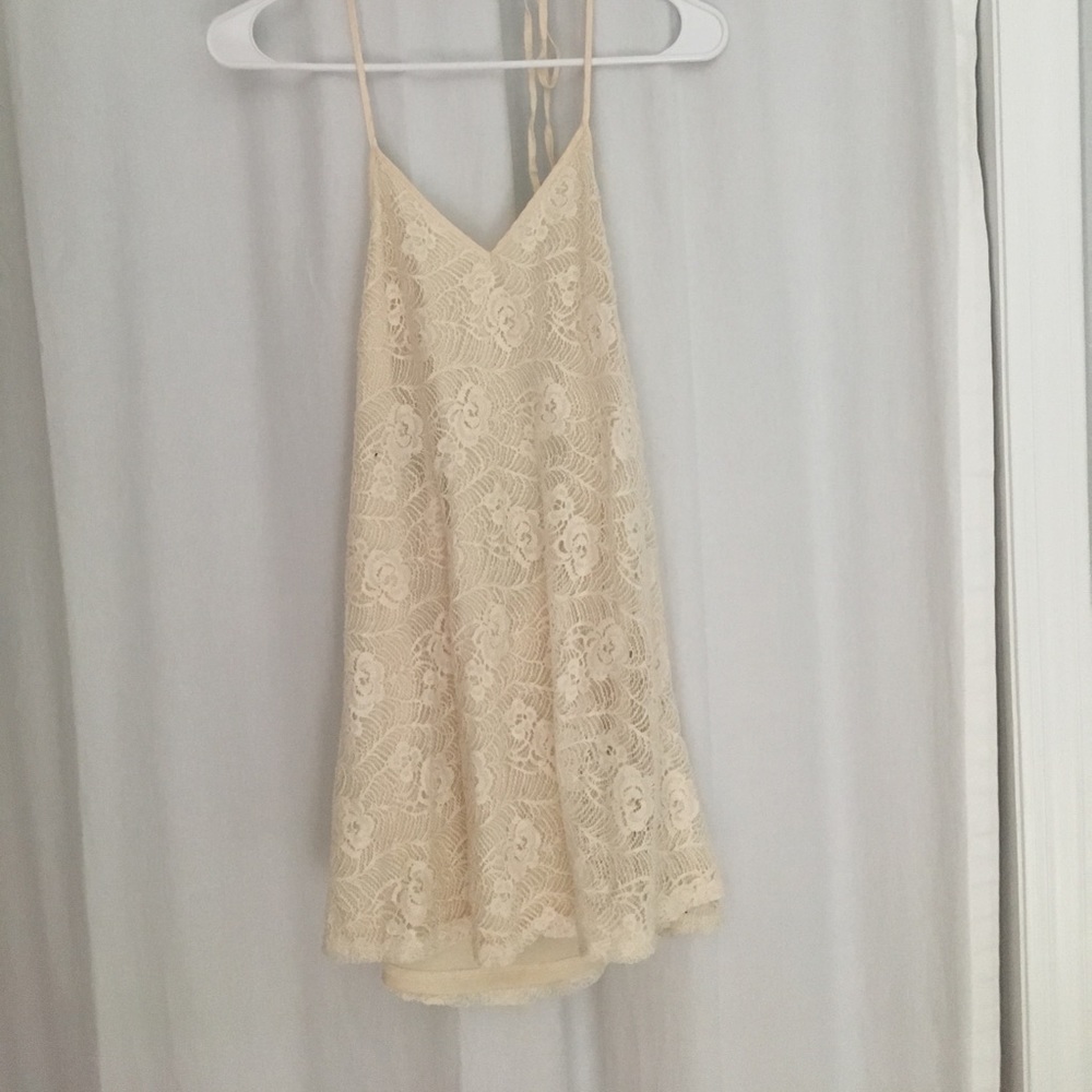 Cream forever 21 open back lace dress