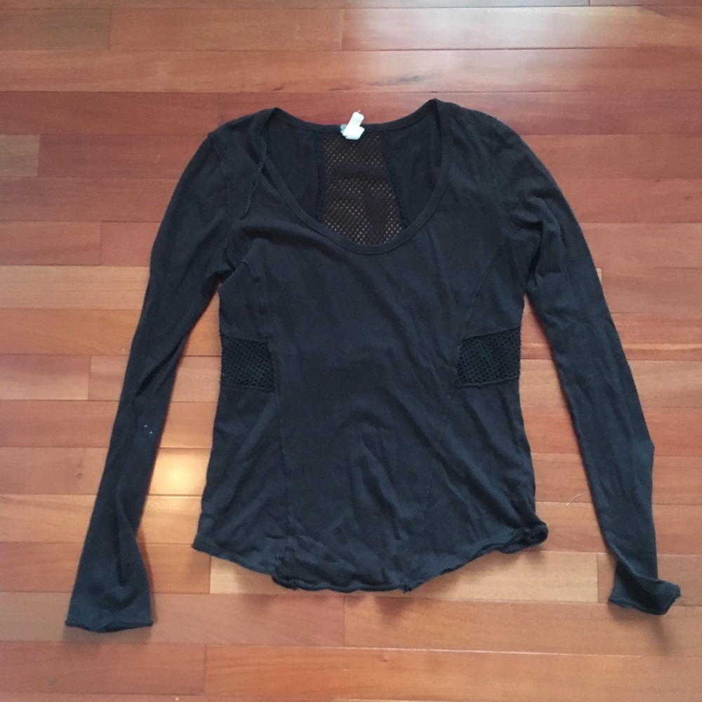 Free people black long sleeve tee