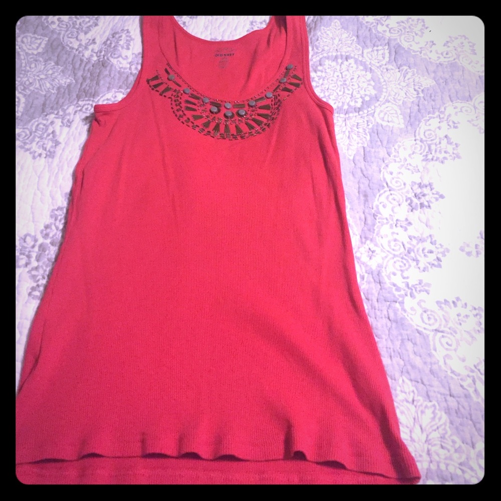 Old Navy embellished pink tank top