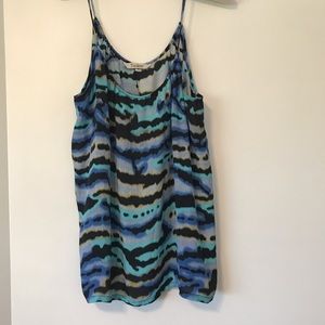 Tucker• Blue Animal Print Silk Tank Top