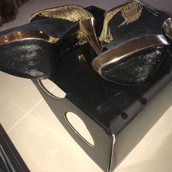 Gold Fringe heels, wore once - Picture 3 of 4