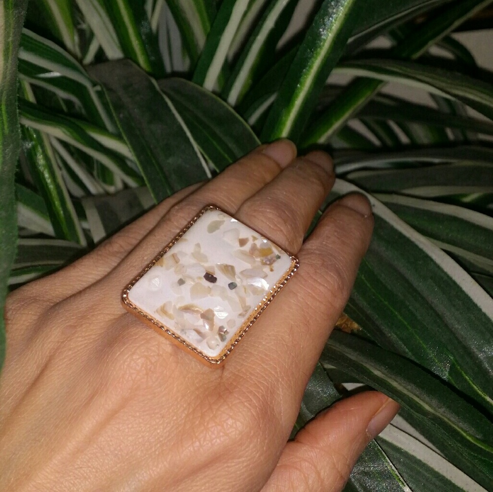 Chunky Glitter Abalone Rings