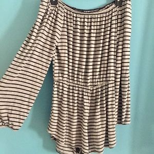 Off the shoulder striped romper - size medium
