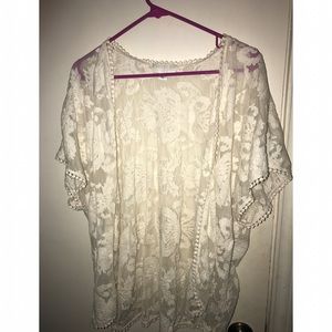 Short sleeved lace cardigan