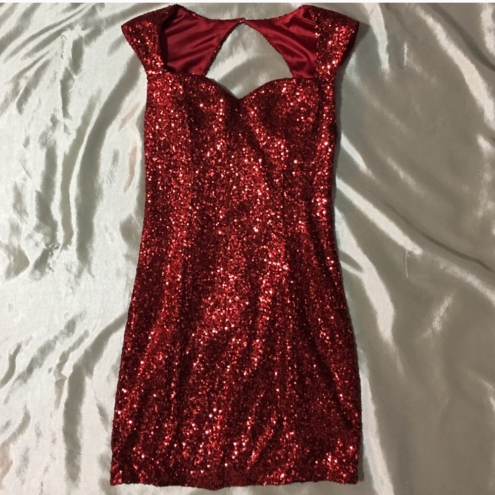 Red sequin dress