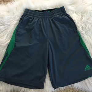 Boys Grey and Green Adidas Basketball Shorts