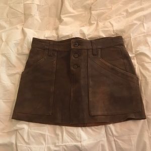"Joie" Distressed Leather Mini Skirt