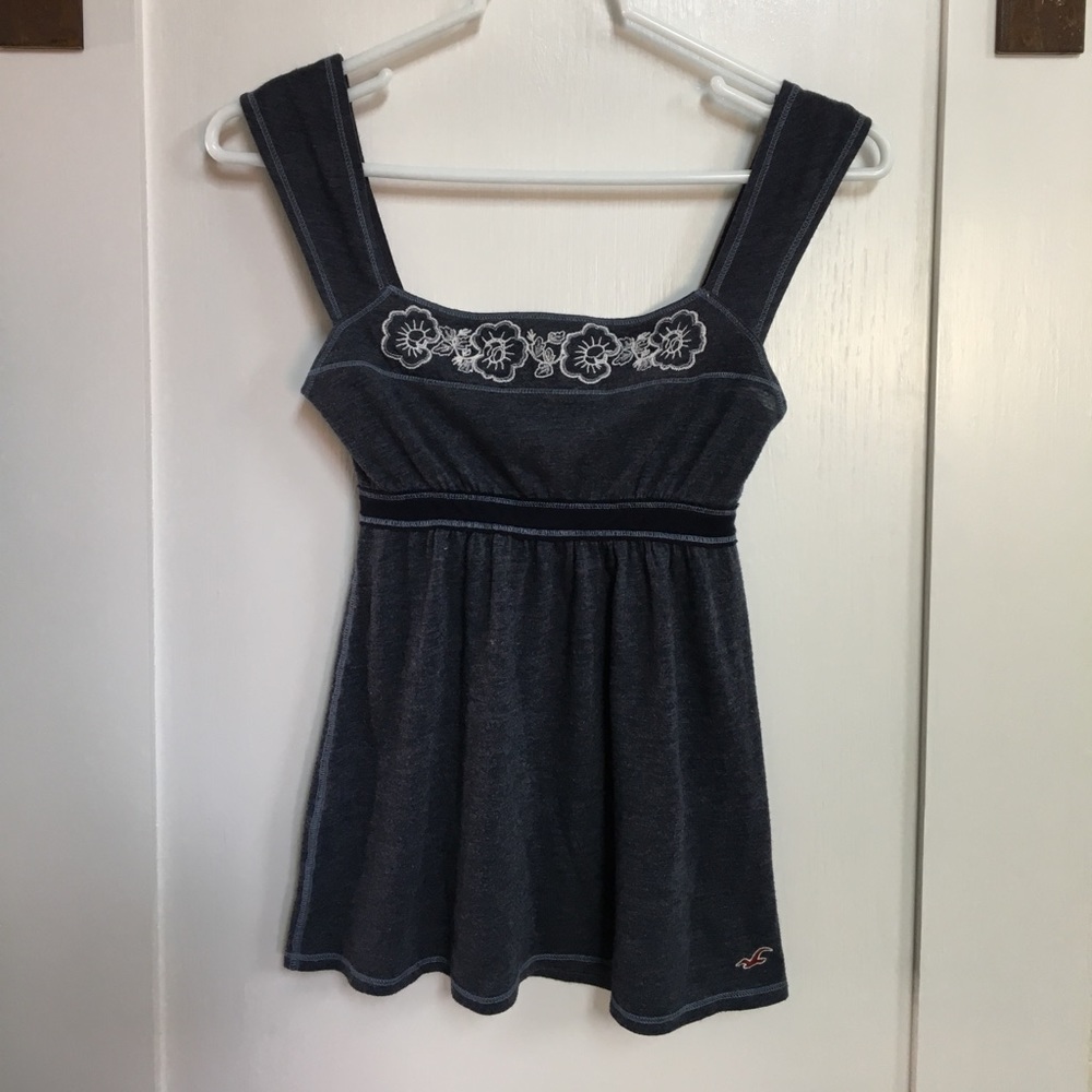 Hollister Floral detail embroidered tank top