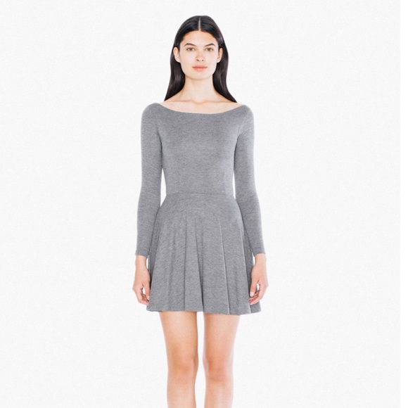 American Apparel Dresses & Skirts - GRAY AA PONTE LONG SLEEVE SKATER DRESS